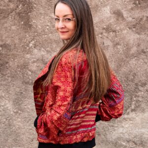 Bunda "křivák" recyklované sárí vel.38-40